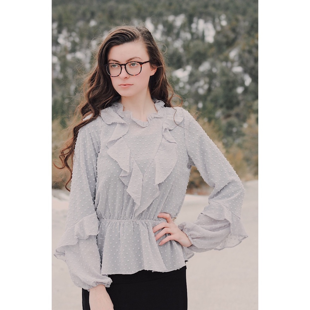 Grey Ruffled Blouse